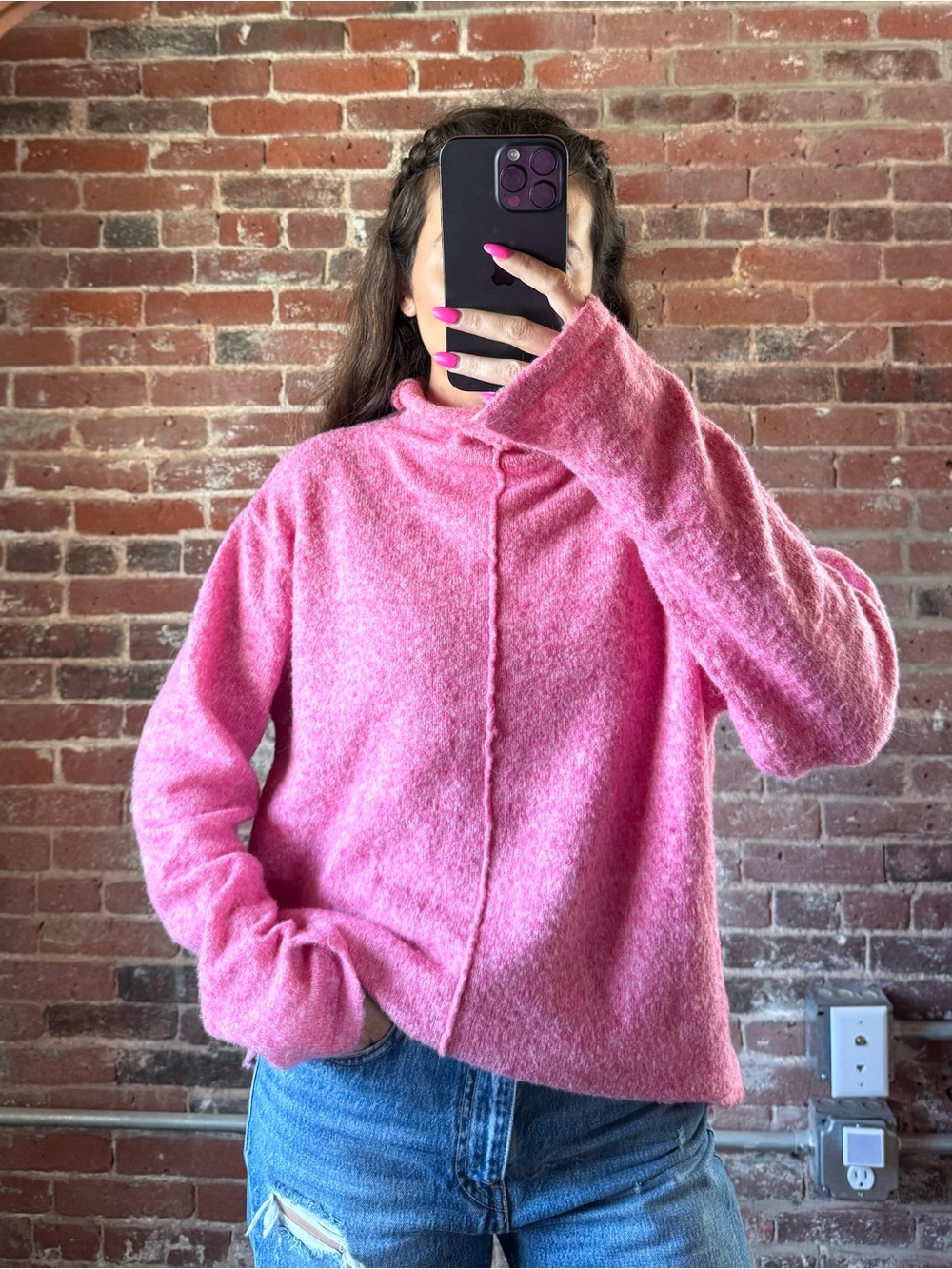 Listicle Pink Turtleneck Sweater